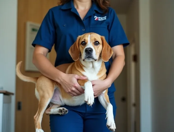 Technician respectfully transporting a deceased dog in Kallista
